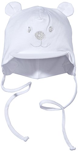 Sterntaler Gorra unisex con visera y cinta para el cuello con bonito motivo de oso, Edad: 5-6 meses, Tamaño: 43, Blanco