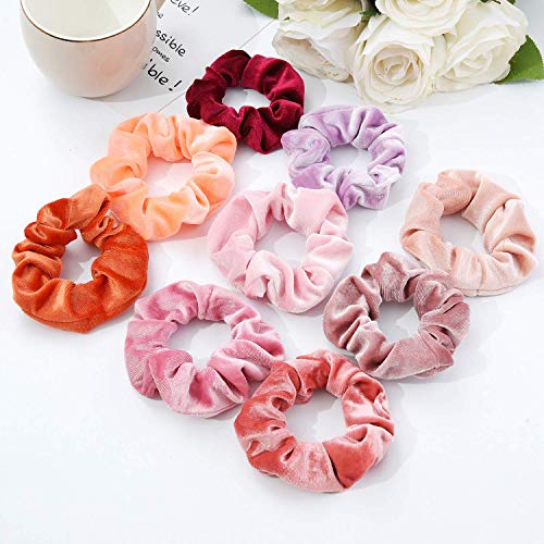 Stretchy Multicolor De Terciopelo,Velvet Elástico Hair Scrunchies,Banda de Terciopelo Scrunchies para Pelo,scrunchies tela,Elástico Banda Multi,Goma de Pelo Lazo de Pelo (20 piezas-B)