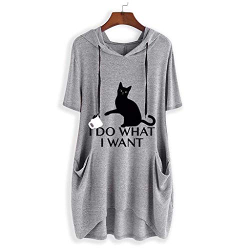 Sudadera con Capucha Cortas para Mujer Adolescentes Chicas Irregular Estampado Orejas de Gato Otoño-Invierno Jersey Manga Larga Suéter Abrigo Hoodie Pullover riou