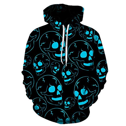 Sudadera con Capucha única Hombres Artista Cráneo Azul Sudaderas con Capucha Impresas en 3D Personaje Hombres Mujeres Hip Hop Tops Hoddies LMWY-459 3XL