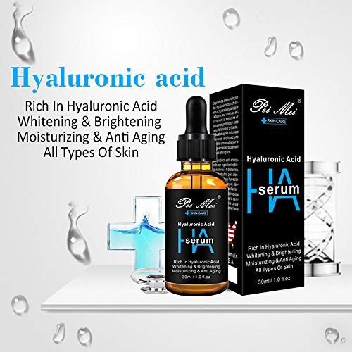 Suero de Ácido Hialurónico, Sérum para Antiarrugas Hidratante e Iluminado, Orgánicopara Eliminar Líneas de Expresión y Arrugas Hidratación Suave y Fácil Absorción Para Rostro y Ojos(2 x 30ml)