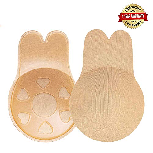 Sujetador Invisible, Coneja para Mujer Push Up Reutilizable Adhesivos Invisibles Impermeable y Resistente al Sudor Pezoneras Mejora y realza los Senos Adecuado para Tazas C/D