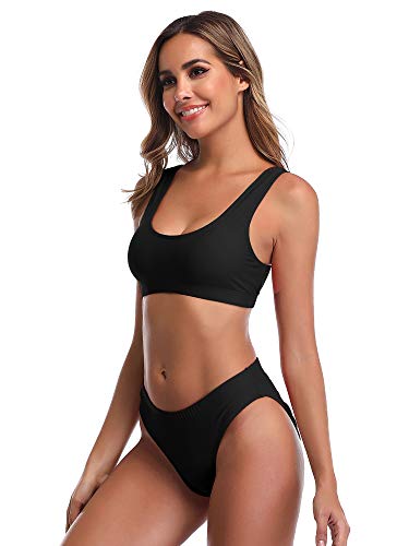 Summer Mae Bikinis Conjuntos de Dos Pieza Sexy Push up Cintura Alta para Mujer Negro XXL (EU 44)