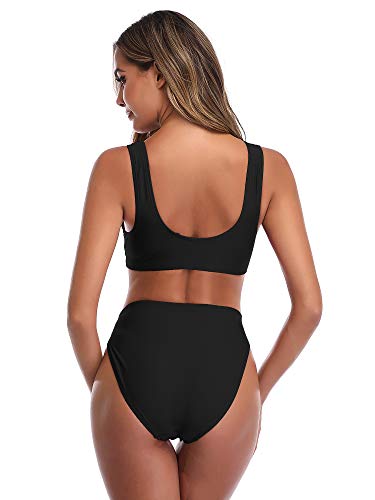 Summer Mae Bikinis Conjuntos de Dos Pieza Sexy Push up Cintura Alta para Mujer Negro XXL (EU 44)