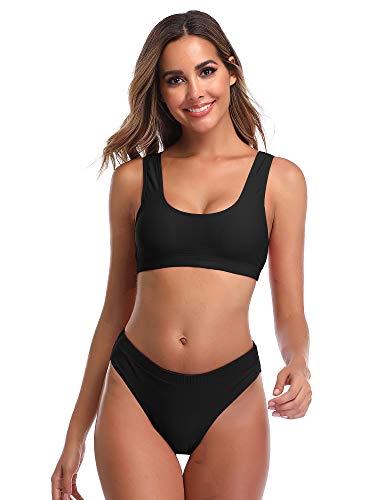 Summer Mae Bikinis Conjuntos de Dos Pieza Sexy Push up Cintura Alta para Mujer Negro XXL (EU 44)