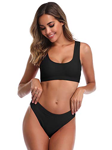 Summer Mae Bikinis Conjuntos de Dos Pieza Sexy Push up Cintura Alta para Mujer Negro XXL (EU 44)