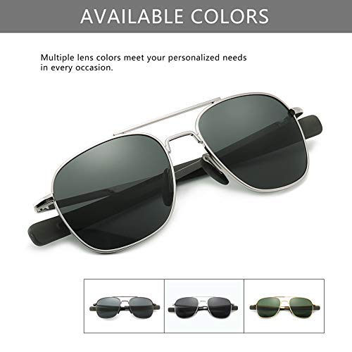 SUNGAIT Militares Gafas de sol Hombre Polarizadas Pilot Style - Templos de bayoneta Plata/gris A285