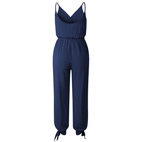 SUNNSEAN Monos Monos Jumpsuit Sexy Mujer Monos Elegante Mujer Mono de Fiesta sin Mangas de Verano Mujer Jumpsuits Elegante Floral 2019 Pantalones Largos Mamelucos Monos de Vestir (Azul Marino, L)