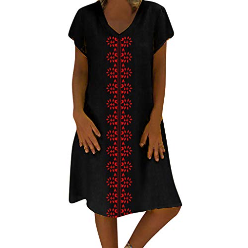 SUNNSEAN Vestido Mujer Vestidos Mujer Verano, Mujer Feminino Camiseta Algodón Casual Tallas Grandes Vestido de señoras Tallas Grandes Vestidos de Playa S - 5XL