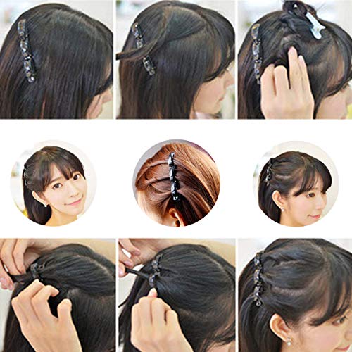 SUNSK Diademas con Clips de Plástico Horquilla de Peinado con Doble Flequillo Double Bangs Hairstyle Hairpin Accesorios para el cabello para mujer 4 piezas