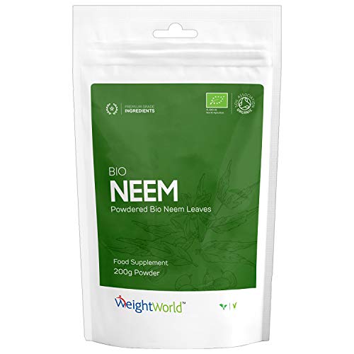 Suplemento Neem en Polvo Orgánico 200g | Hojas de Neem Polvo Ayurvédico Detox, Para Piel, Cabello, Dientes, Encías, Sistema Inmunológico y Bienestar del Corazón, Suplemento Natural y Vegano