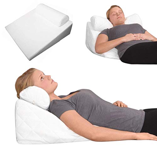 supply24 Almohada ortopédica, Espuma viscoelástica, con Apoyo Cervical, 65 x 60 x 32 cm, con Forma de cuña, Suave, Ideal para Leer y Ver la televisión, Color Negro