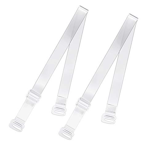 SUREMATE Invisible Sujetador claro Correa antideslizante Sujetador ajustable Correa Suave 2 pares transparente correa para el hombro (Clear, 10mm)