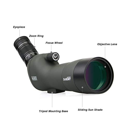 Svbony SV29 Telescopio Terrestre 20-60x60 con Ocular Grande Monocular Impermeable Lente FMC BAk-4 Prism Telescopio Terrestre para Tiro al Blanco Tiro con Arco Observación de Aves