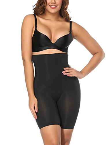 Sweetlover Shapewear Faja Reductora Body Braga Mujer Corset Cintura Alta sin Costura Lencería Moldeadora Pospart L-Negro