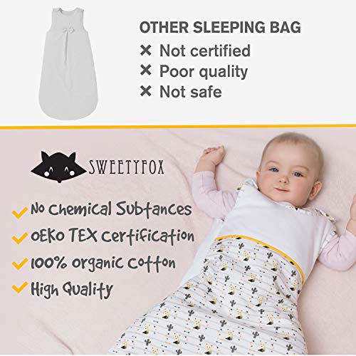 Sweety Fox - Saco de Dormir Bebe - Algodon 100% Ecológico Certificado Oeko-Tex® Sin Productos Químicos - Unisex