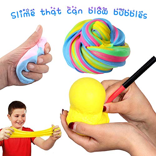 SWZY Fluffy Slime Kit, 4 en 1 Mezclado Mullido Floam Limo Juguete elástico y Suave para Arcilla, no tóxico para niños y Adultos