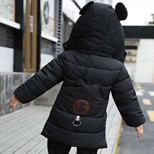 SXSHUN Niños Chaqueta de Invierno Estilo Oso Abrigo de Pluma Ropa Caliente Acolchada de Algodón, Negro, 2-3 años/XL