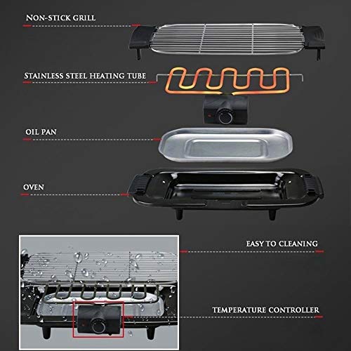 Syczdkx Sin humo eléctrico extraíble parrilla y la plancha placas de interior, con aceite en superficie de la parrilla, 2000W de control de temperatura, servir a la familia entera grill electrico