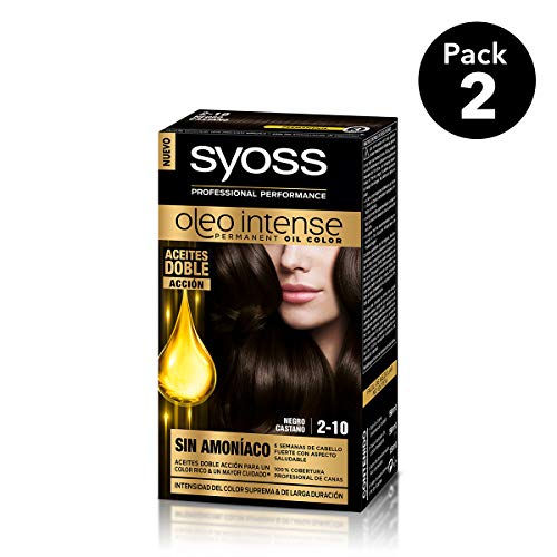 SYOSS - Oleo Intense Coloración Permanente Sin Amoníaco - Tono 2.10 negro Castaño - 2 uds