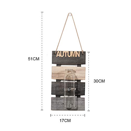 SZETOSY - Jarrón hidropónico colgante para decoración de pared con tablero de madera, para colgar plantas, flores, para decoración del hogar, jardín, sala de estar, cafetería, 30 x 17 cm