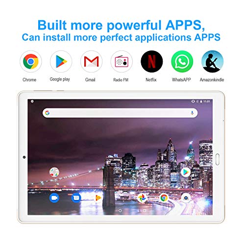 Tablet 10.1 Pulgadas YESTEL Android 8.1 Tablets con 3GB RAM & 32GB ROM y 4G LTE Dual SIM Call, 5.0 MP + 8.0 MP HD la Cámara y 8000mAH-Dorado