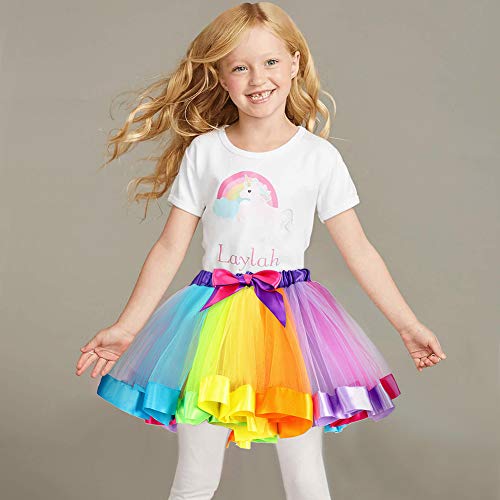 Tacobear 2piezas Falda Tutu para Niñas Dancewear Arco Iris Falda de Tul Danza Falda Girls Rainbow Layered Tutu Skirt