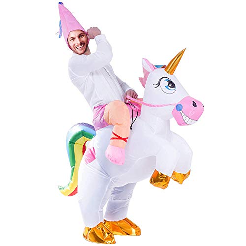 Tacobear Disfraz Inflable De Unicornio Traje De Cosplay Fiesta para Adulto Disfraz Hinchable de Halloween Caballo Hinchable Disfraz Unicornio Hinchable Disfraz con Sombrero