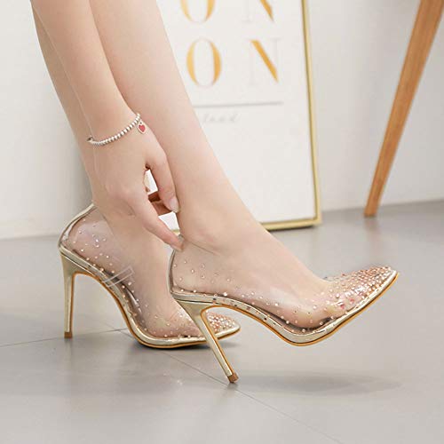 Tacones Altos Para Mujer Tacones Altos Transparentes Sandalias De Verano Para Mujer Zapatos De Mujer Tacones Altos Sexis Dorados XL 42,Oro,EU42/US11