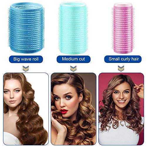 TANCUDER 36 PCS Rulo de Pelo con Agarre Automático y 24 PCS Pinzas de Pato Niquelado Rulos para El Cabello 20 / 30 / 44mm Rodillos de Pelo Autoadhesivos Rizadores para Mujer Niña Hogar y Peluquería