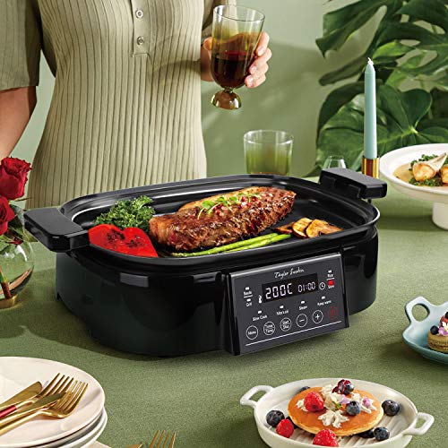 Taylor Swoden Arthur - Olla de cocción lenta, grill y vaporera.3 en 1, 1250W, multifunción, programas preconfigurados y ajuste manual, pantalla digital y táctil, función mantener caliente.Libre de BPA