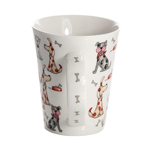 Taza de desayuno originales de café té con decoración de lindo perros, blanco para microondas, regalo para los amantes de los animales de perro