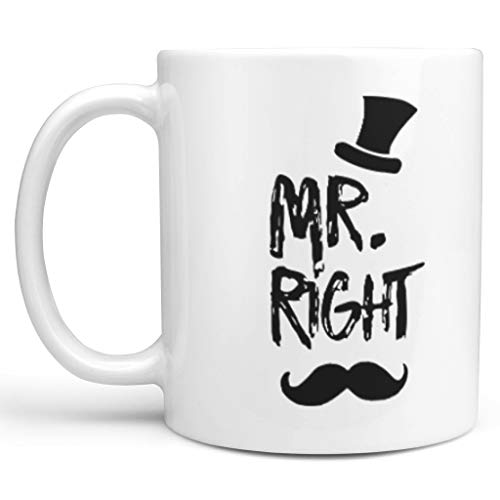 Tazas de café con asa, diseño con texto "Born for-Anime Mr Right", color negro, cerámica, Blanco, 311,84 g