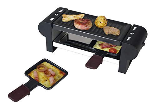 Team Kalorik Aparato raclette y grill para 2 personas, Forme rectangular, 2 palas incluidas, 350 W, Negro, TKG RAC 1007 CS