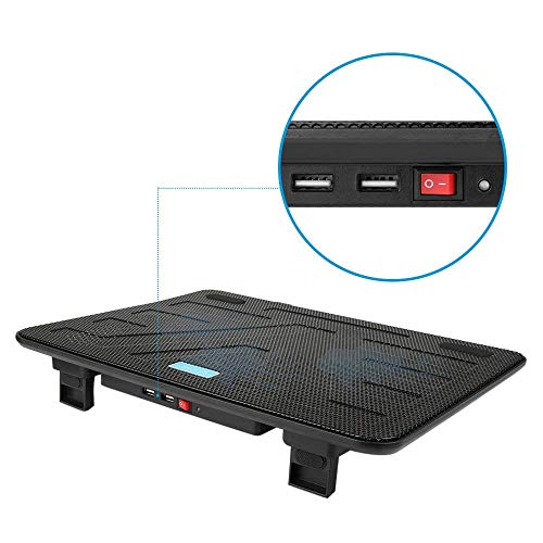 TECKNET Base de Refrigeración Ordenador Portátil de 12-17 Pulgadas 3 Ventiladores Silenciosos con Leds, 2 USB Puertos, 2 Niveles de Diseño Ajustable