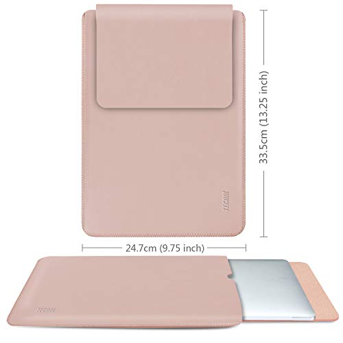 TECOOL 13 Pulgadas Funda Portátil, Funda de Cuero Protectora Bolsa Ordenador Laptop Sleeve para MacBook Air 13 / MacBook Pro 13.3 Retina, 13.5 Surface Laptop 1 2 3, MateBook D 14, DELL XPS 13 - Rosa