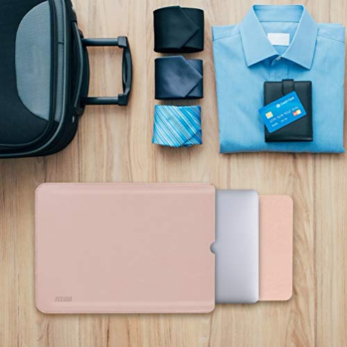 TECOOL 13 Pulgadas Funda Portátil, Funda de Cuero Protectora Bolsa Ordenador Laptop Sleeve para MacBook Air 13 / MacBook Pro 13.3 Retina, 13.5 Surface Laptop 1 2 3, MateBook D 14, DELL XPS 13 - Rosa