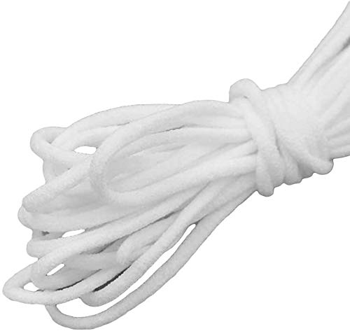 TEFIRE 3mm Cordón elástico Cinta de carrete plano Tela Cintas elásticas para coser Ropa de ocio creativa DIY. (Blanco, 20M)