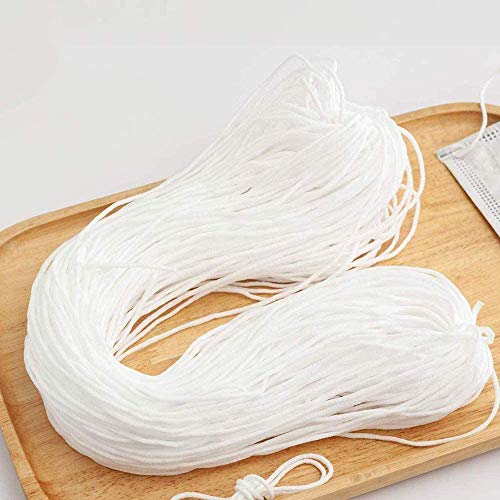 TEFIRE 3mm Cordón elástico Cinta de carrete plano Tela Cintas elásticas para coser Ropa de ocio creativa DIY. (Blanco, 20M)