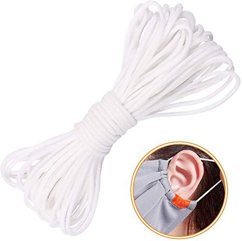 TEFIRE 3mm Cordón elástico Cinta de carrete plano Tela Cintas elásticas para coser Ropa de ocio creativa DIY. (Blanco, 20M)