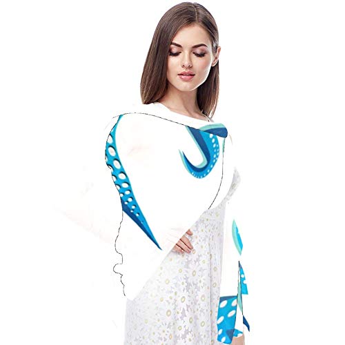 Tentáculos Pulpo Marco Azul y Blanco Ocean Print Bufanda Bufandas Infinity Lightweight Long Sheer Wrap Shawl for Women