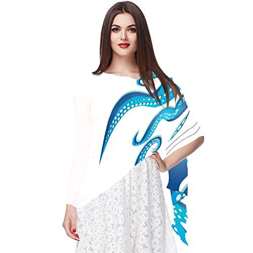 Tentáculos Pulpo Marco Azul y Blanco Ocean Print Bufanda Bufandas Infinity Lightweight Long Sheer Wrap Shawl for Women