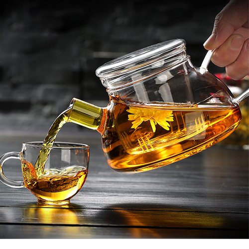 Tetera de cristal con infusor de 1000 ml, tetera con colador para té suelto, seguro en estufa, olla de té con infusor de vidrio y tapa de vidrio