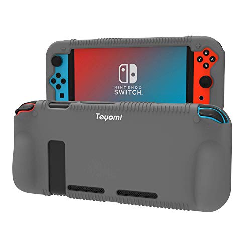 Teyomi Funda Nintendo Switch, Carcasa Protectora de Silicona para Nintendo Switch con 2 Ranuras de Almacenamiento para Tarjetas de Juego Absorción de Choque y Antiarañazos