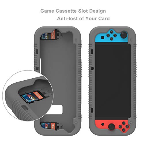 Teyomi Funda Nintendo Switch, Carcasa Protectora de Silicona para Nintendo Switch con 2 Ranuras de Almacenamiento para Tarjetas de Juego Absorción de Choque y Antiarañazos