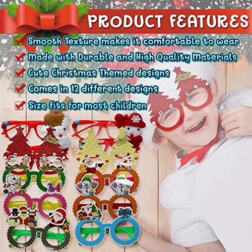 THE TWIDDLERS Set de 12 Gafas con Diseños de Navidad - Ideal para Niños, Fiestas Navideñas - Disfraces - Rellenos de Bolsa de Regalo