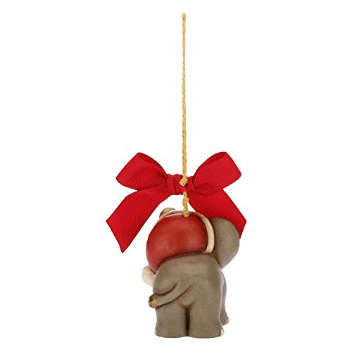 Thun® – Mini elefante para colgar – Adornos navideños para árbol con lazo rojo – Cerámica – I Clásicos