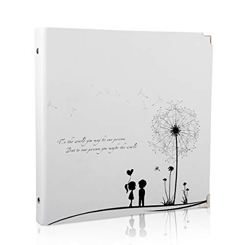 ThxMadam Scrapbook Álbum de Fotos Libro de Visitas de Boda con 50 Páginas Negras Presentes para Regalo de Valentín Día de Aniversario Navidad Cumpleaños para Esposa Hija Madre, Diente de león A