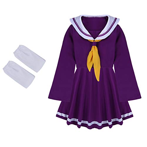 TiaoBug 4Pcs Disfraz de Anime Mujer Cosplay de Marinero Chica Mujer para Fiesta Halloween Carnaval Actuación Cumpleaños Fotografía Morado Medium