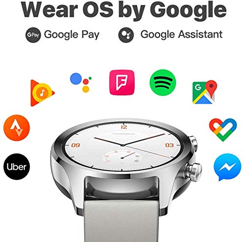 Ticwatch Smartwatches Reloj Inteligente y clásico Mobvoi C2 con Sistema operativo Wear OS de Google, IP68 Resistente al Agua y Sudor, Google Pay, Compatible con iPhone y Android